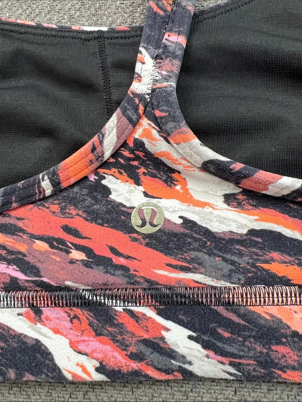 lululemon athletica Pink Orange Black Strappy Crop Top